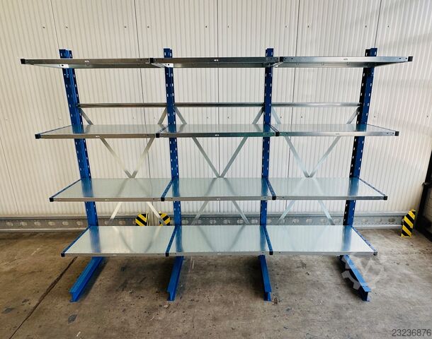 悬臂式货架 ca. 3,15 lfm. Kragarmregal mit Fachböden H: 250cm 140 kg/Arm META Multistrong