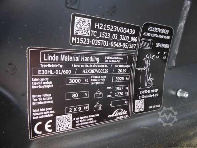 Elektrische vorkheftruck met 4 wielen Linde E30HL-01/600