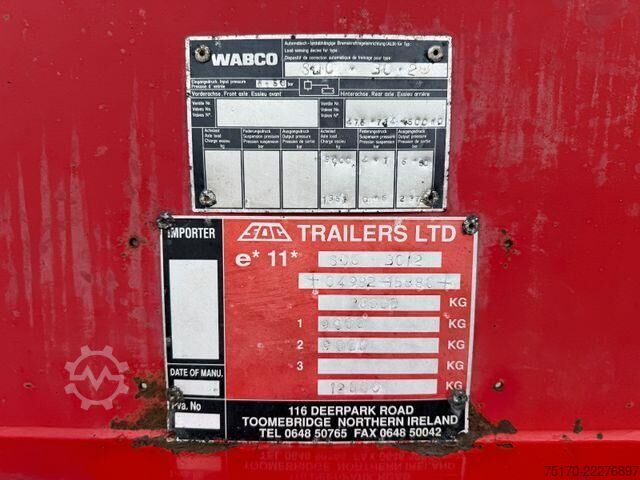 Kamion hale SDC Trailers LTD SDC 30/2 Liftachse BPW