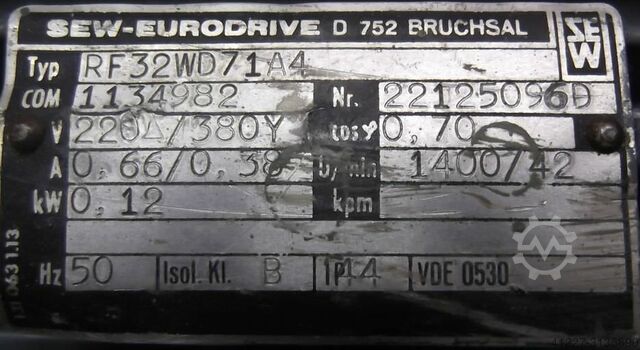 Getriebemotor 0,12 kW 42 U/min SEW-EURODRIVE RF32WD71A4