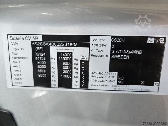 Scania S770 8x4/4 / 180.000 KG / HIDRÁULICO Scania S770 8x4/4 / 180.000 KG / HYDRAULIC