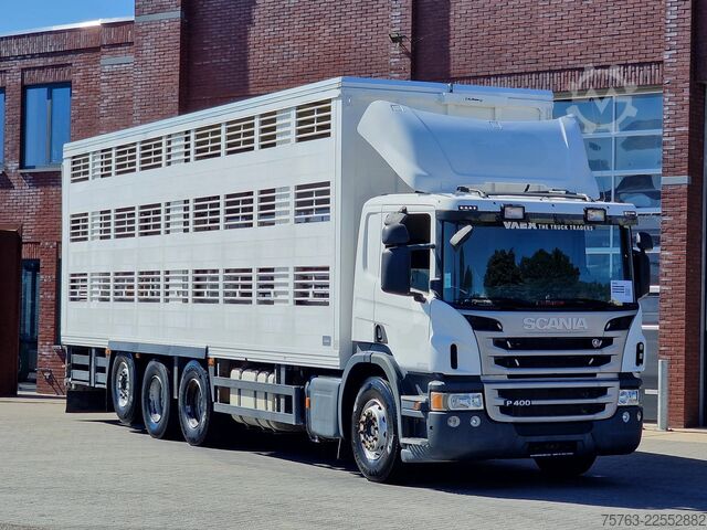 Transport de bétail Scania P400 8x4*4 - 2/3 deck livestock Guiton 29.78M2 ...