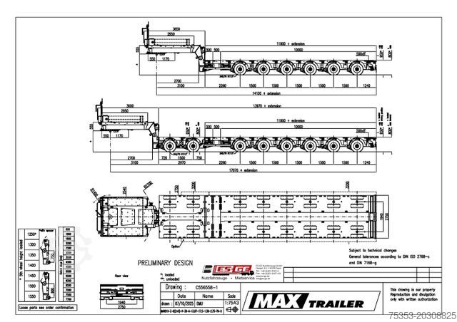 Tieflader-Sattelauflieger FAYMONVILLE MAX Trailer MAX 810 Semi-Tieflader 2+6 PA-X