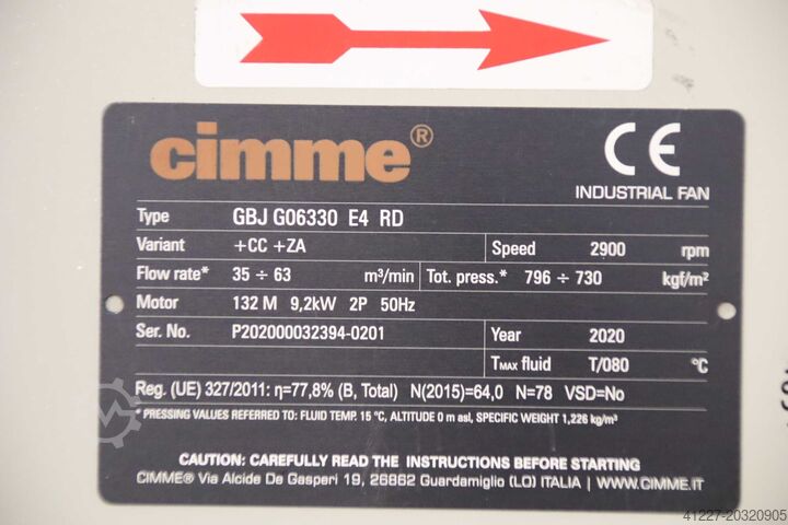 Suflantă de presiune 9,2 kW cimme CBJ G06330 E4 RD Lüfterrad Ø 660 mm
