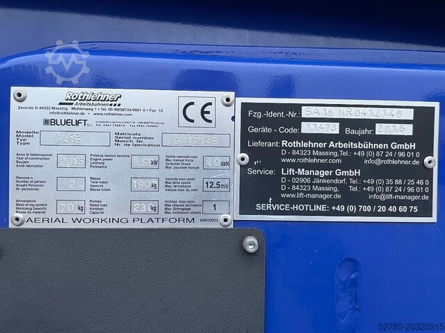 פלטפורמת עבודה טלסקופית מפרקית Bluelift SA 16