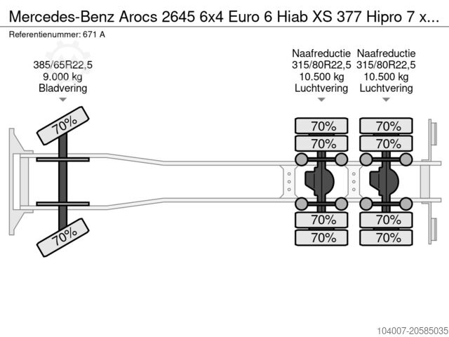 Crane Mercedes-Benz Arocs 2645 6x4 Euro 6 Hiab XS 377 Hipro 7 x Hyd...