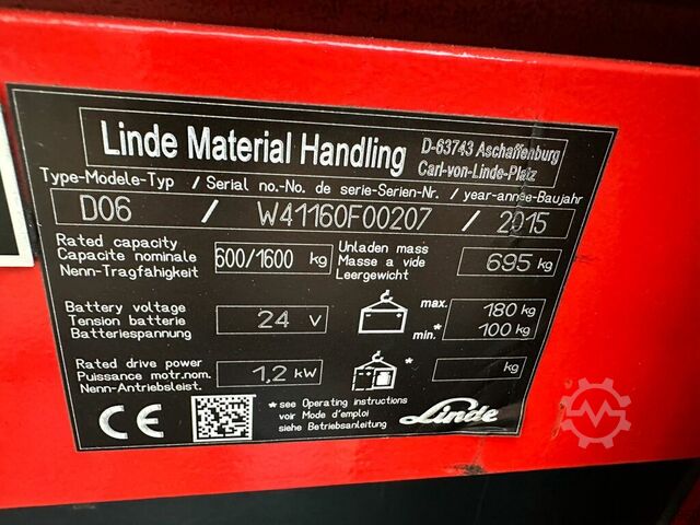 VS-22497 Elektrisk duo staplare LindeD06 1724mm LINDE D06