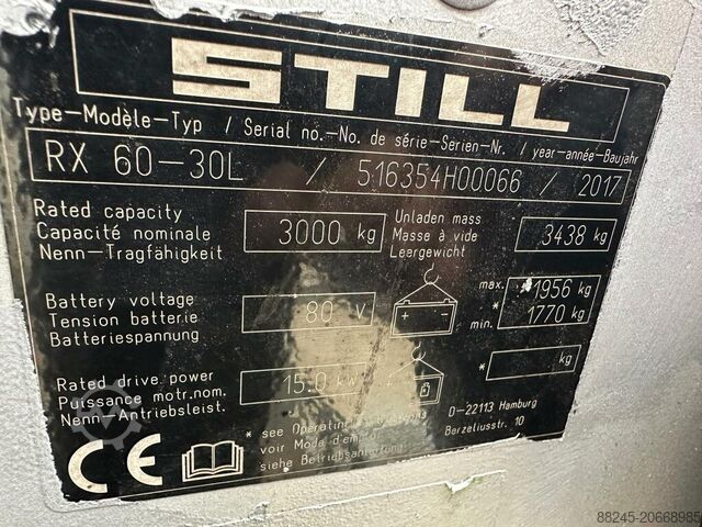 VS-22510 Empilhadeira elétrica Triplex Still RX60-30L com garra Cascade STILL RX60-30L