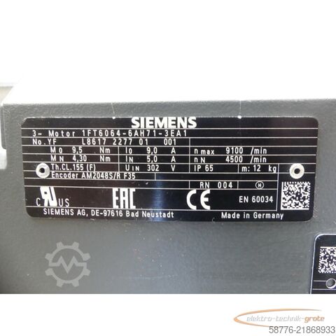 หน่วยควบคุม Siemens 1FT6064-6AH71-3EA1 Servomotor SNYFL8617227701001 --
