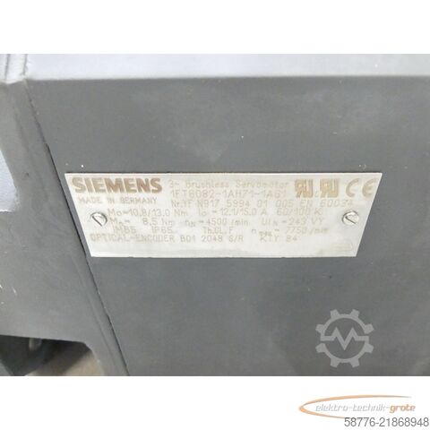 Control unit Siemens 1FT6082-1AH71-1AG1 AC-VSA-Motor SN: YFN917599401005 mit B01 2048 S/R