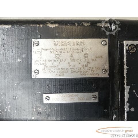 Styreenhet Siemens 1HU3056-0AC01 - Z SN: E6F10604048006 mit 1HU1052 20mVmin Tacho
