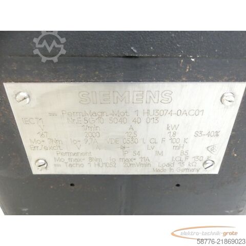 Valdymo blokas Siemens 1HU3074-0AC01 Permanent Magnet Motor SN: E5G1050404013