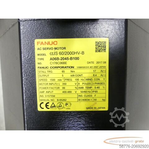 Fanuc motor Fanuc A06B-2045-B100 Servo Motor SNC178C06BE + A860-2050-T321 --