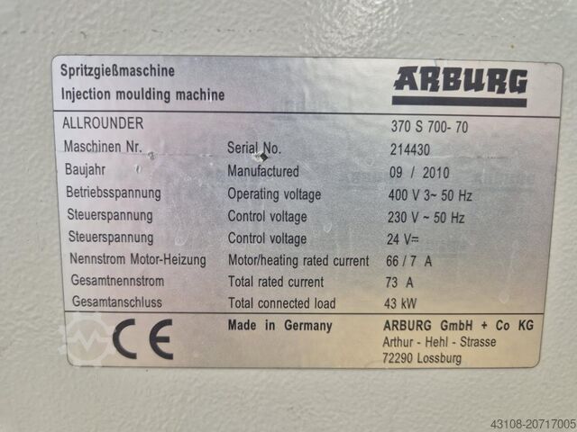 Injection molding machine ARBURG Allrounder 370S-700-70