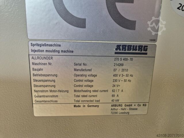 Injection molding machine ARBURG Allrounder 270-S-400-70