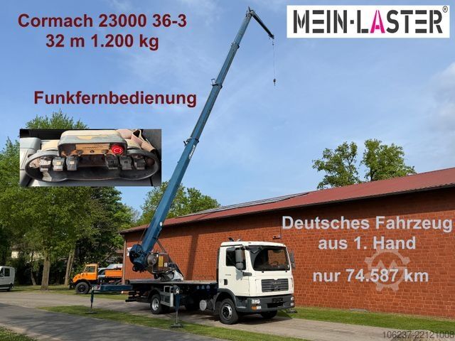 Kamyon üstü vinçli panelvan MAN 8.180  Cormach 23000 36-3  35m kein Klaas/Böcker