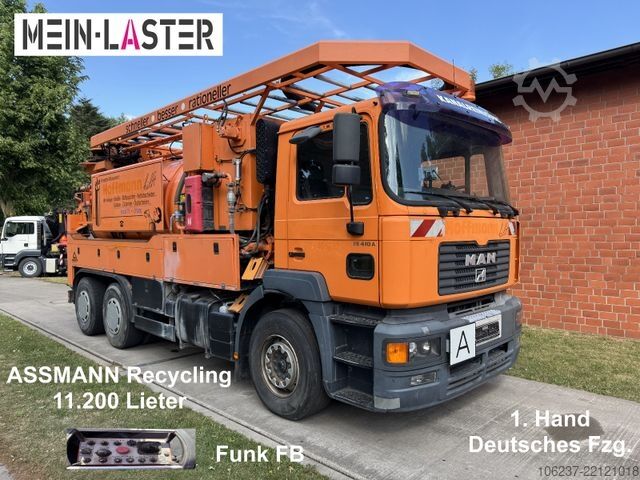 Цистерна камион за вакуум MAN FE 410 Assmann Saug HD Spüler Recycling +  FB.