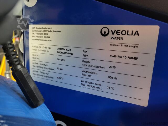 Equipos de tratamiento de agua Veolia MIDI-RO 10-750-EP