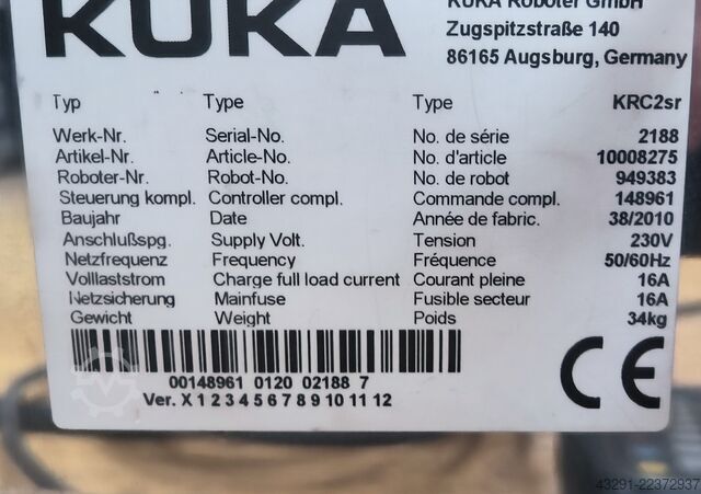 روبوت صناعي Kuka KRC2sr + KCP2 + KR5 sixx R850