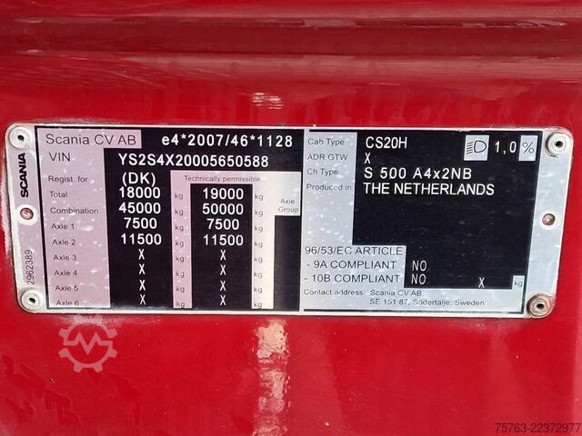 Standard-SZM Scania S500 NGS Highline 4x2 - Retarder - Night clima ...