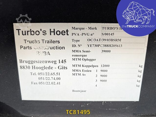 Transportul de containere Turbos Hoet Tank chassis Gooseneck