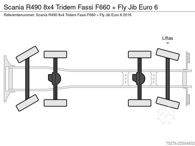 Camion cu macara Scania R490 8x4 Tridem Fassi F660 + Fly Jib Euro 6