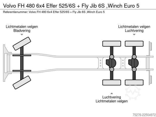Žeriavové vozidlo Volvo FH 480 6x4 Effer 525/6S + Fly Jib 6S ,Winch Euro 5