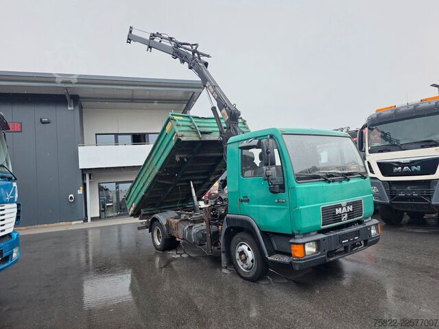Transporter mit Kipper MAN 8.174 / E3 / Kipper Kran Greifer / 2X AHK
