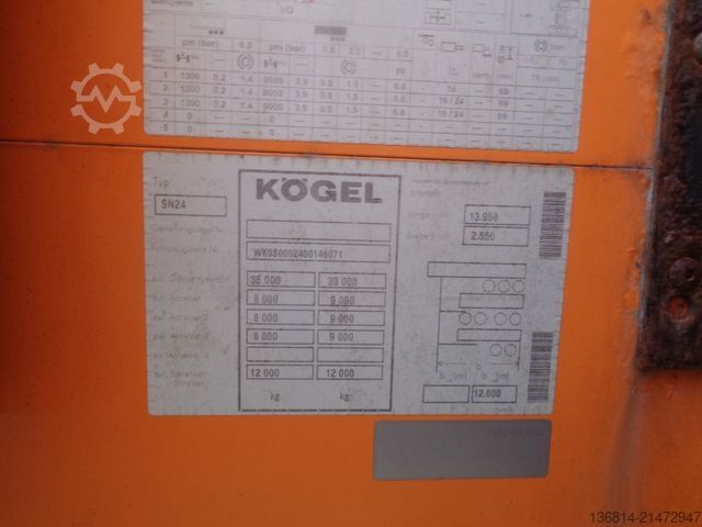 Otevřený návěs s plachtou KÖGEL SN24 MEGA 435/50 R19,5 SAF