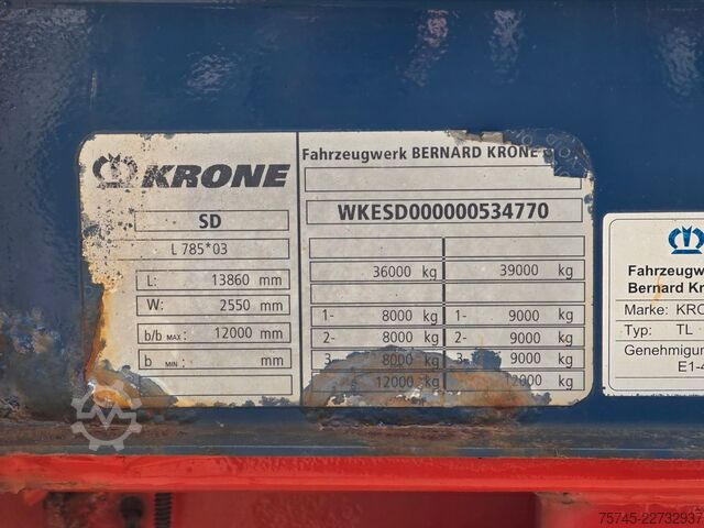 Semirimorchio con piattaforma di lavoro KRONE SD * PLATEAU * BPW * STAHLMATTEN
