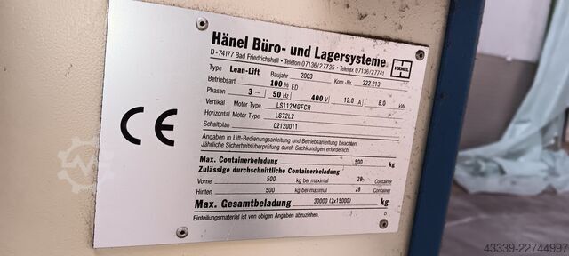 Noliktavas pacēlājs Haenel 1300-825