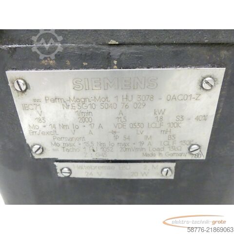 Upravljačka jedinica Siemens 1HU3078-0AC01-Z Permanent-Magnet-Motor SN: E5G10504076029