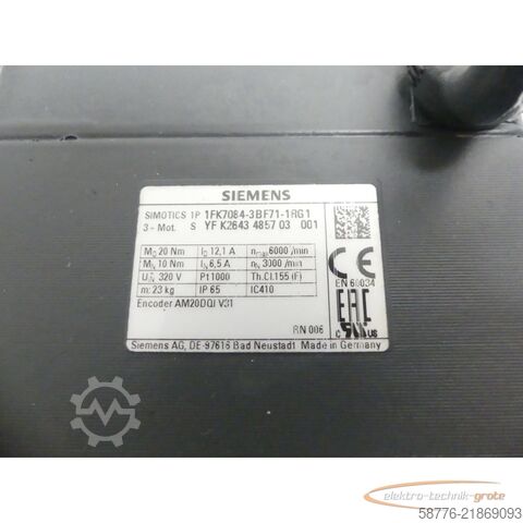 Bộ điều khiển Siemens SIMOTICS 1FK7084-3BF71-1RG1 Synchronmotor SN: YFK2643485703001