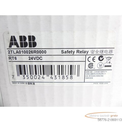 Komponenta ABB 2TLA010026R0000 Sicherheitsrelais RT6 SN: 18475 - ! -