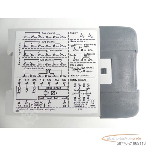 Komponenta ABB 2TLA010026R0000 Sicherheitsrelais RT6 SN: 18475 - ! -