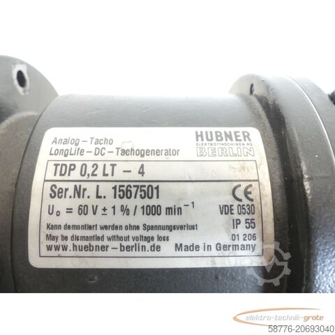 Motor  Hübner TDP 0,2LT-4 Analog Tachogenerator + Hübner FSL Fliehkraftschalter