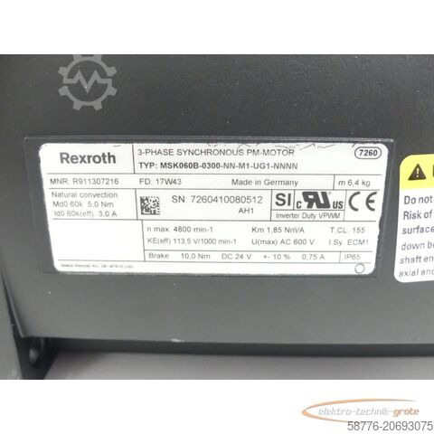  Rexroth MSK060B-0300-NN-M1-UG1-NNNN MNR: R911307216 SN:7260410080512 - ungebr.!