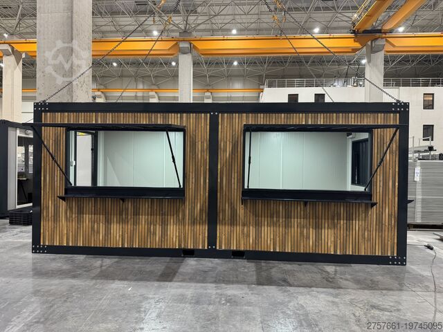 Lifandi gámar Cafe Container / Bürocontainer / Baucontainer Modell IMBISS HOLZ