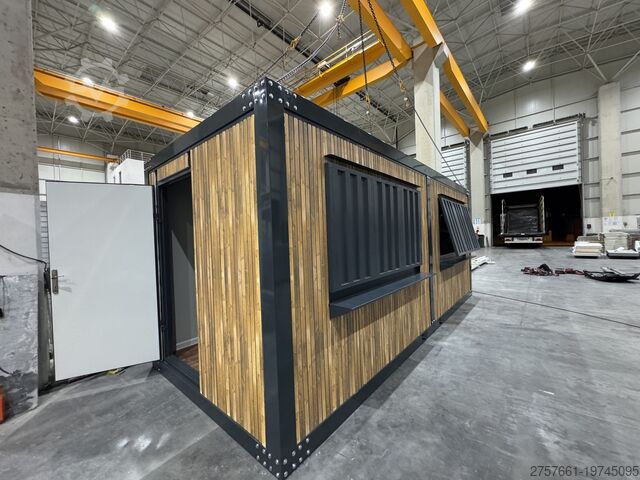 Lifandi gámar Cafe Container / Bürocontainer / Baucontainer Modell IMBISS HOLZ
