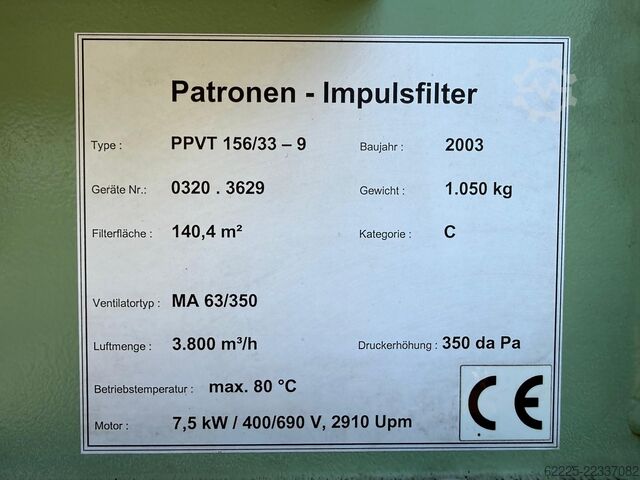  Patronenfilter-Impulsfilter PPVT 156/33-9