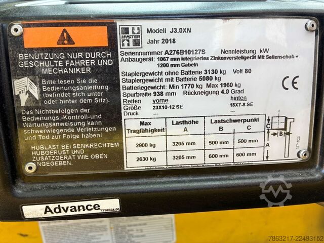 Elektromos négykerekű targonca Hyster J 3.0 XN