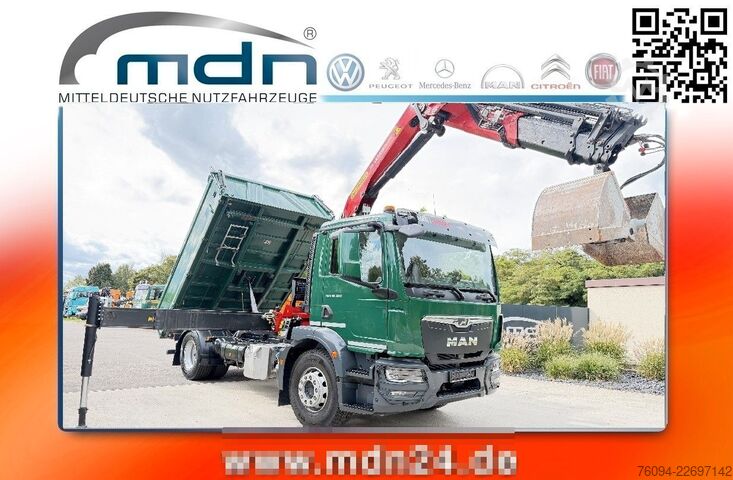 Трьохсторонній самоскид MAN TGM 18.320 4x2 Kipper KRAN 15m FUNK AHK