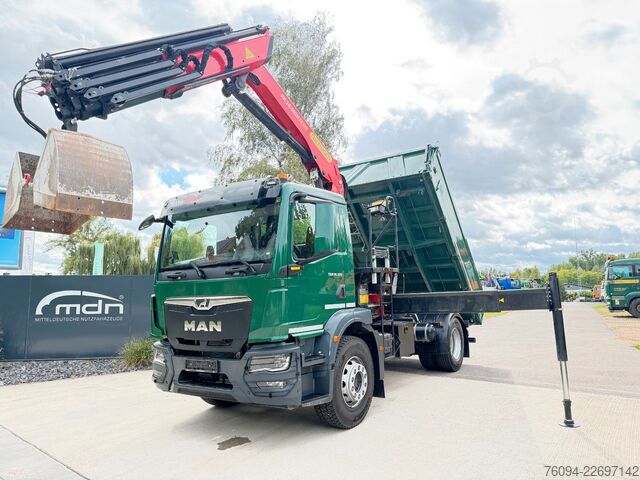 Трьохсторонній самоскид MAN TGM 18.320 4x2 Kipper KRAN 15m FUNK AHK