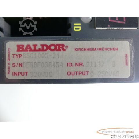 Komponente Baldor BSC1005-24 Servoantrieb INPUT 320VDC ID/No: 21137B SN: BEDBF038454