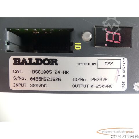 Komponente Baldor BSC1005-24-HR Servoantrieb INPUT 320VDC ID/No: 20707B SN: 0495MG21626