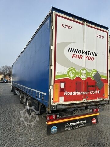 Open semitrailer with tarp fliegl Liftachse Coilmulde