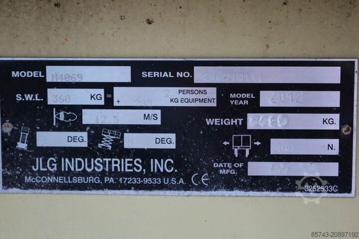 Saxlift JLG M4069LE Hybrid, 14.2m Working Height, 360kg Capaci