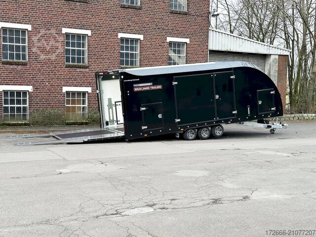 Furgón portacoches Brian James Trailer RACE TRANSPORTER 6 | 396-3030 | TRIDEM | ZUSATZRAMPEN  550X235X199CM 3500KG GESCHLOSSENER AUTOTRAILER | SCHWARZ