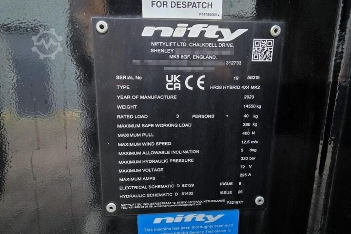 Kuormaaja Niftylift HR28 HR28 HYBRID 4x4 MK2 Hybrid, 4x4 Drive, 28m Wo
