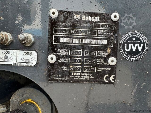Mini bager BOBCAT E60 * KLIMA * 1.700 H * 2 X LÖFFEL * 1. HAND *